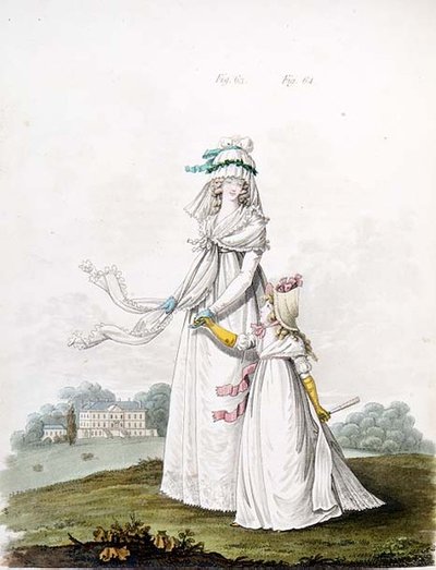 Mère et enfant en robe du matin de la 