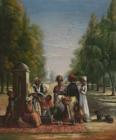 Serviteurs à la pompe, vers 1840 (huile sur toile) - Nicolino Calyo