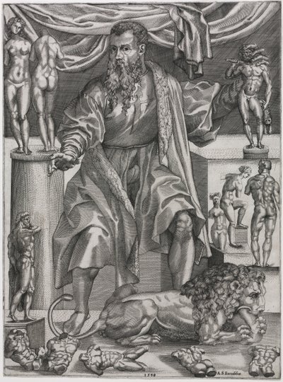 Portrait de Baccio Bandinelli avec un lion - Nicolo della Casa