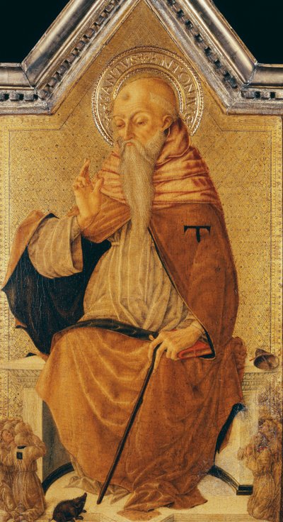 Saint Antoine Abbé en trône avec des membres d