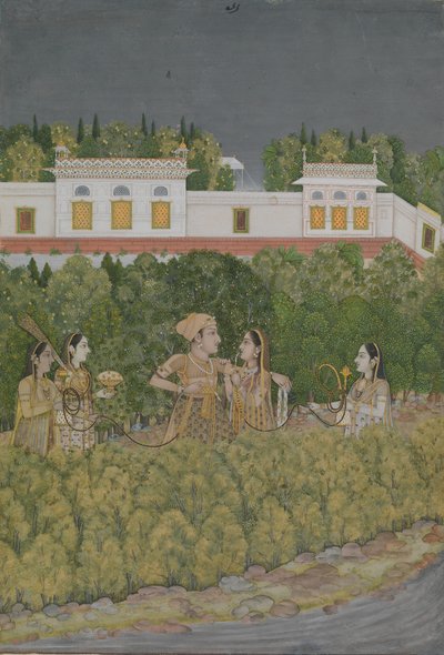 Prince et dames dans un jardin - Nidha Mal