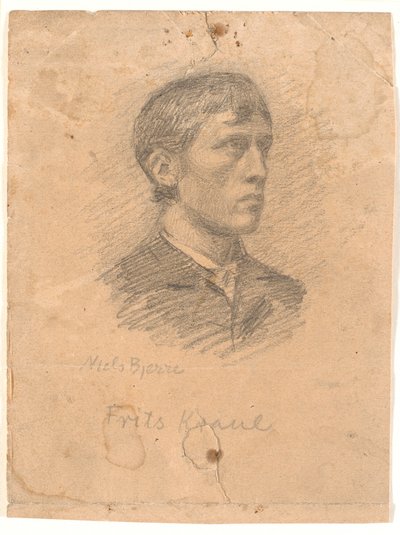 Portrait du peintre Frits Kraul (1862-1935) en profil 3/4 - Niels Jakob Jakobsen Bjerre