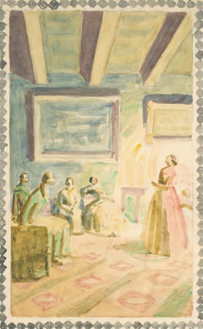 Jenny Lind chante à Weimar pour la famille du Grand-Duc et H.C. Andersen. Esquisse pour des décorations de fresques dans le Hall de la Mémoire de H.C. Andersen à Odense - Niels Larsen Stevns