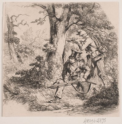 Soldats dans une forêt. Escarmouche près de Vejle - Niels Simonsen