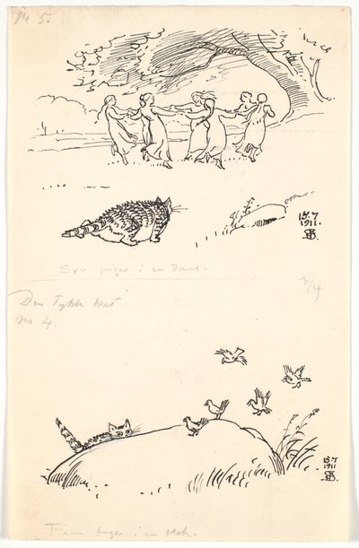 Deux esquisses pour "Le gros chat" - Niels Skovgaard