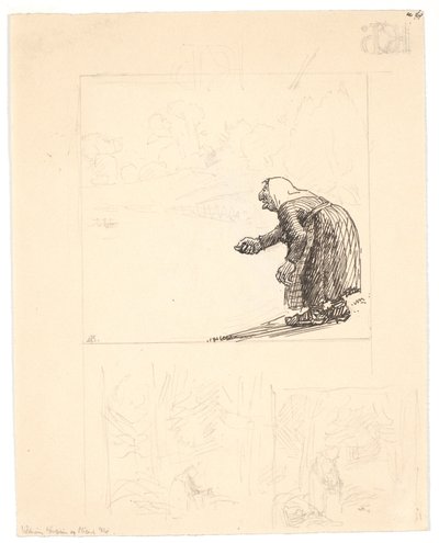 Esquisse pour "Vilderik Kongesøn og Miseri Mø" (f.o.) et "Den lille slange" (deux études f.n.) - Niels Skovgaard