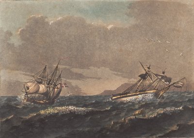 Un navire quittant la terre et une brigantine échouée sur un rocher aveugle - Niels Truslew