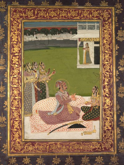 Portrait du Maharaja Savant Singh avec sa consort, Bani Thani, milieu des années 1700 - Nihal Chand