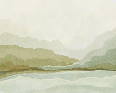 Aquarelle : Montagne et vallée - Nikita Jariwala