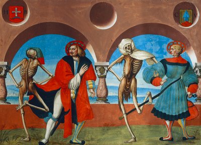 La mort, le bourgeois et le marchand du cycle de la Danse Macabre par Albrecht Kauw - Niklaus Manuel