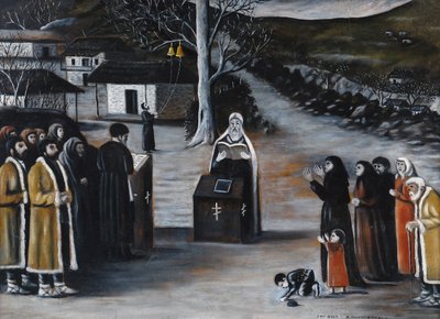 Service divin dans le village - Niko Pirosmani