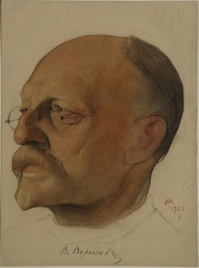 Portrait de Vikenty Vikentyevich Veresaev 1867-1945, 1923 - Nikolai Andreevich Andreev