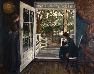 À la porte de la salle de jardin - Nikolai Astrup