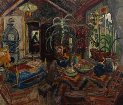 Intérieur avec un berceau, vers 1925 - Nikolai Astrup