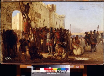 Prince Oleg fait poser son bouclier sur la porte de Constantinople. - Nikolai K. Bodarevski