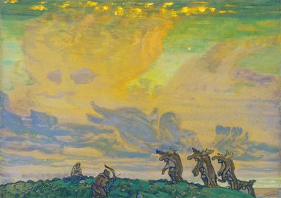 Le Grand Sacrifice. Décor de scène pour le ballet Le Sacre du Printemps de I. Stravinsky - Nikolai Konstantinowitsch Roerich