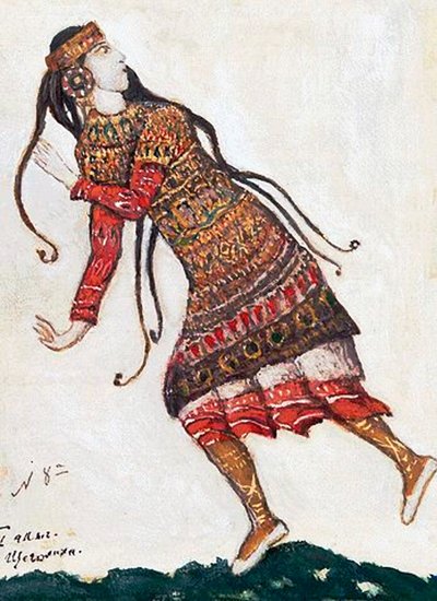 Dame ultra-fashion. Costume pour le ballet Le Sacre du Printemps par I. Stravinsky, 1912 - Nikolai Konstantinowitsch Roerich