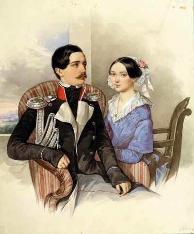 Portrait du comte Jakov Karlovich Sievers et de la comtesse Vera Mikhaylovna - Nikolai Mikhailovich Alexeyev