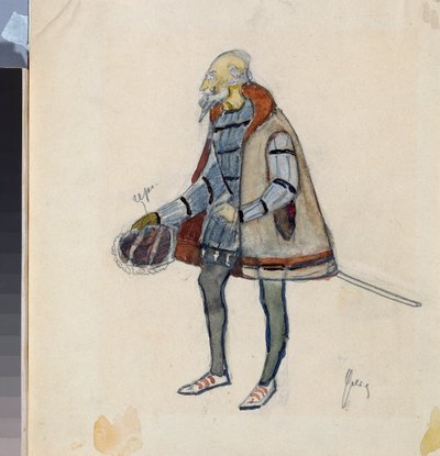 Costume préparatoire, le baron avare, pour la pièce de théâtre "Le chevalier avare" de Alexandre Pouchkine (1799-1837) - Œuvre de Nikolai Pavlovich Ulyanov (1875-1949) - Nikolai Pavlovich Ulyanov