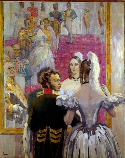 Le poète russe Alexandre Pouchkine (1799-1837) et sa femme Natalia Gontcharova au bal du palais Anichkov - Nikolai Pavlovich Ulyanov