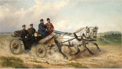 Tsar Alexandre III et Kaiser Wilhelm II dans un landau, 1888 - Nikolai Yegorovich Sverchkov
