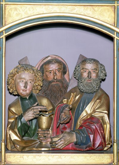 Sculptures en bois de SS. Jean, André et Pierre, de la prédelle du retable d
