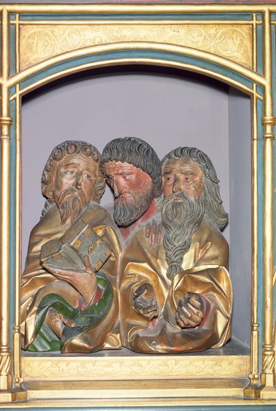 Sculptures en bois de SS. Paul, Matthieu et Thomas, de la prédelle du Retable d