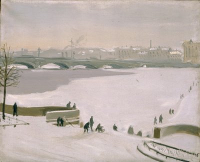 Traversée de la rivière Neva gelée, 1935 - Nikolay Fyodorovich Lapshin