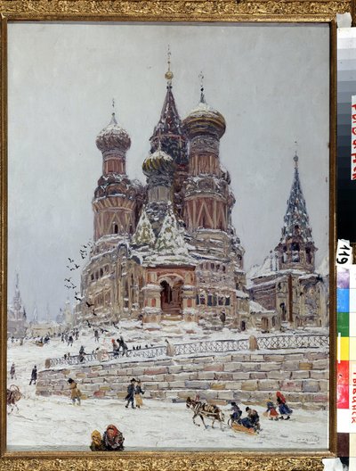 La place Rouge à Moscou avec une vue de la cathédrale Saint-Basile - Nikolay Nikanorovich Dubovskoy