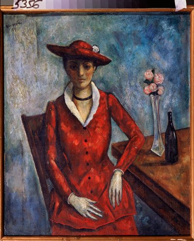 Une femme en rouge - Nikolay Vladimirovic Sinezubov