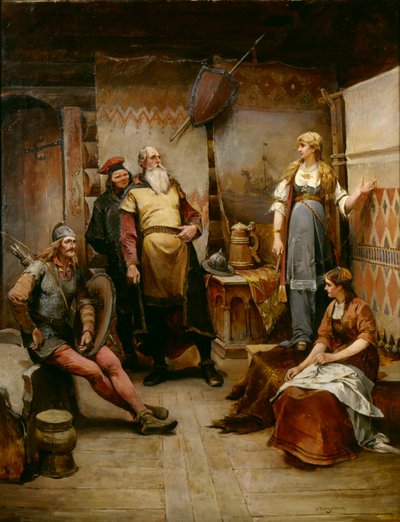 Un messager de cour de Viking Harald Harfagre à Gyda - Nils Bergslien