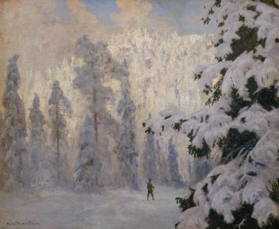 Chasseur skiant dans un paysage d
