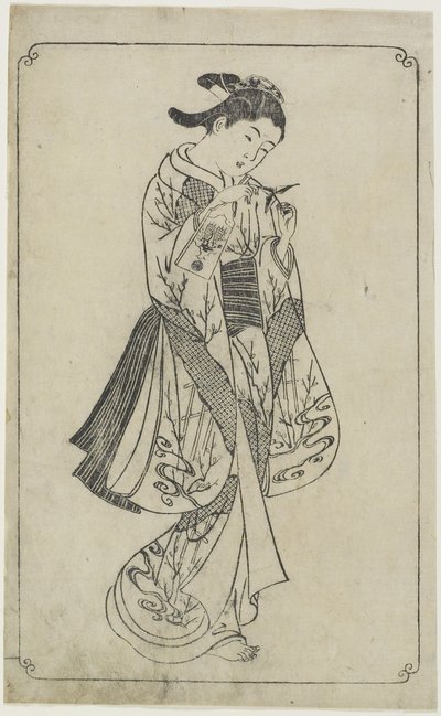 Courtisane tenant une raquette, 1739 - Nishikawa Sukenobu