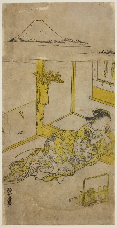 Jeune femme endormie avec le mont Fuji au-dessus - Nishimura Shigenaga