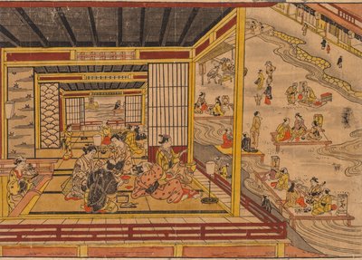 Maison de thé au bord de la rivière Kamo à Kyoto - Nishimura Shigenaga