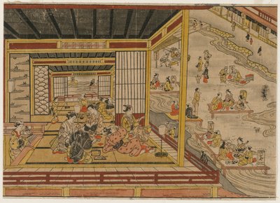 Maison de thé au bord de la rivière Kamo à Kyoto - Nishimura Shigenaga