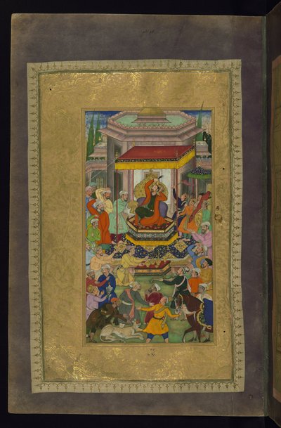 Alexandre le Grand sur le trône à Persépolis - Nizami Ganjavi