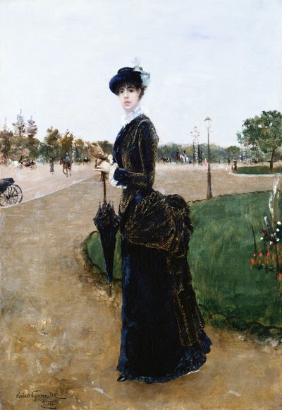 Une dame élégante au Bois de Boulogne, 1880 - Norbert Goeneutte