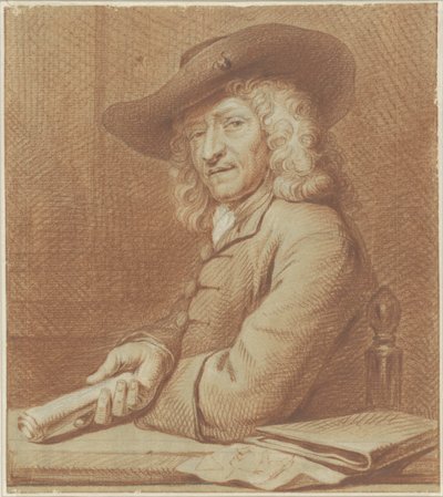 Portrait du dessinateur Jan Pietersz. Zoomer, avec chapeau et rouleau de papier - Norbert van Bloemen