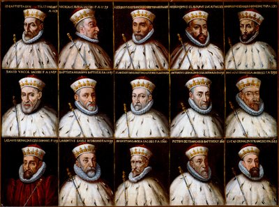 Armoiries de la République de Gênes et portraits des Doges - Northern Italian School
