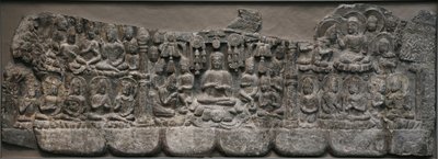 Sculpture murale : Rassemblements Célestes de Bouddhas et Bodhisattvas, Handan, Province de Hebei, 550-577 (calcaire avec traces de pigment) - Northern Qi Dynasty Chinese Scool