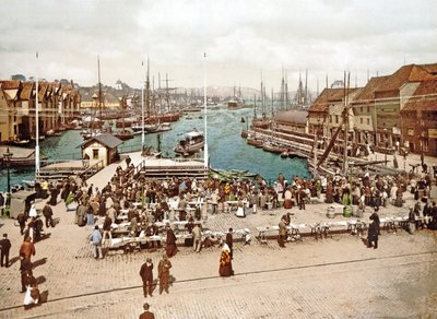 Fisketorget, Bergen, pub. c.1900 - Norwegian Photographer