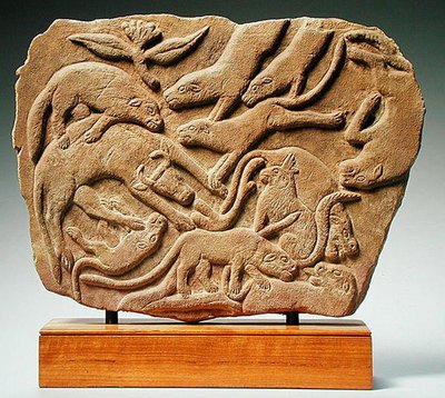 Relief représentant des chiens abattant une vache, 4e-5e siècle - Nubian Nubian