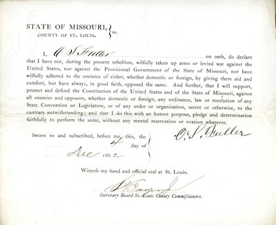 Serment de loyauté de O. S. Fuller du Missouri, comté de St. Louis - O.S. Fuller