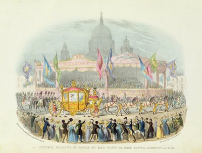 La reine Victoria passant devant la cathédrale Saint-Paul, 9 novembre 1837 (dessin) - O. Hodgson