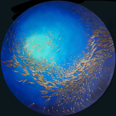 Poisson de verre 3, 2012 (acrylique sur lin dans un cadre tulipe) - Odile Kidd