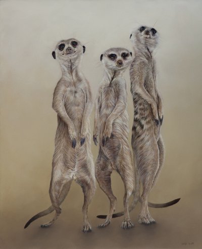 Suricates, 2014 (acrylique sur bois gesso) - Odile Kidd