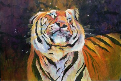 Tiger (Shaking Head) 1996 (encres, acryliques et crayons sur papier) - Odile Kidd