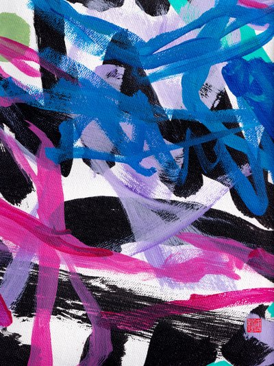 Abstraction de coups de pinceau bleus zen, 2023 - Odilia W. Y. Fu