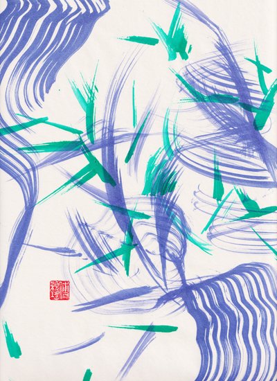 Abstraction de bambou vert Zen 2, 2020 - Odilia W. Y. Fu
